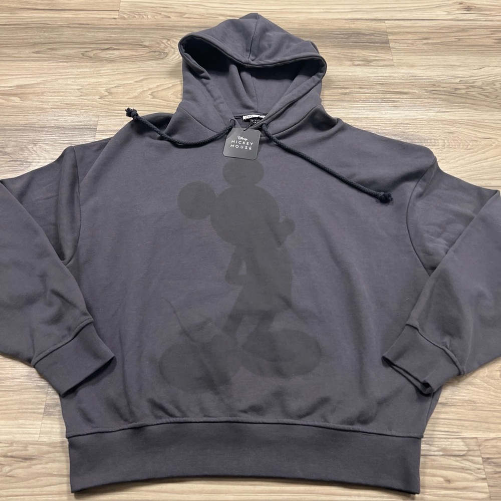 Zara + Disney Mickey Mouse Silhouette Pullover Cotton Hoodie Gray Men’s Medium